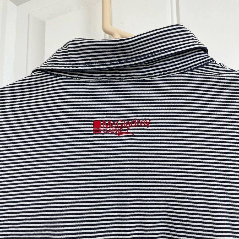 Polo Golf Ralph Lauren Men's Navy White Stripe‎ Short Sleeve Polo Pima Cotton XL